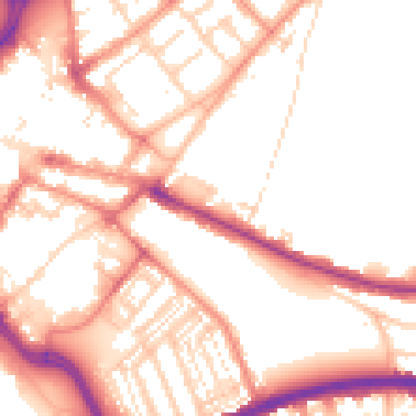 Daytime road noise heatmap for DN1 2DJ