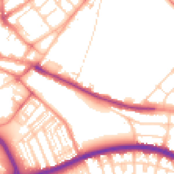 Daytime road noise heatmap for DN1 2EG