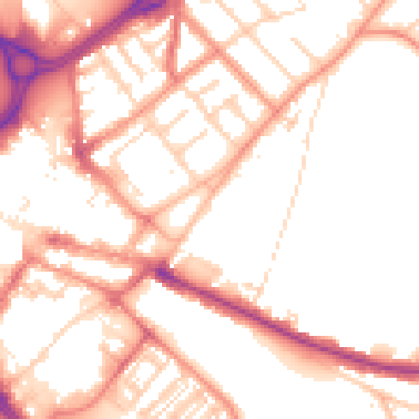 Daytime road noise heatmap for DN1 2HU