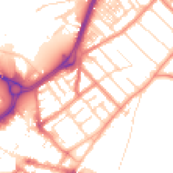 Daytime road noise heatmap for DN1 2LA