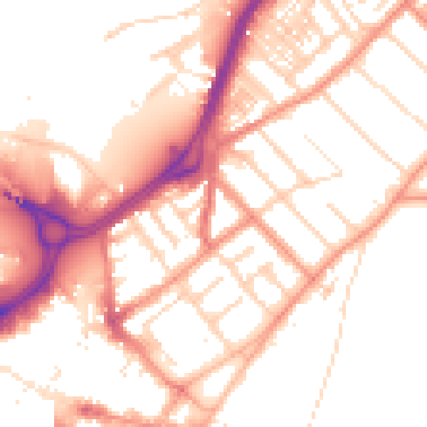 Daytime road noise heatmap for DN1 2LJ