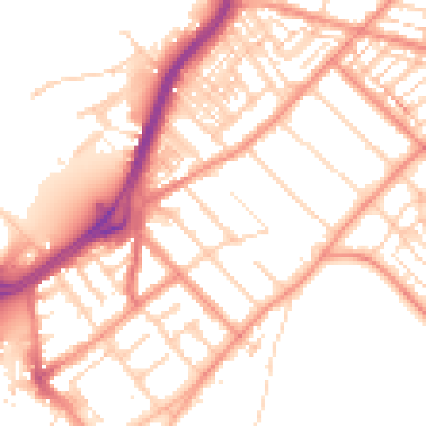 Daytime road noise heatmap for DN1 2NL