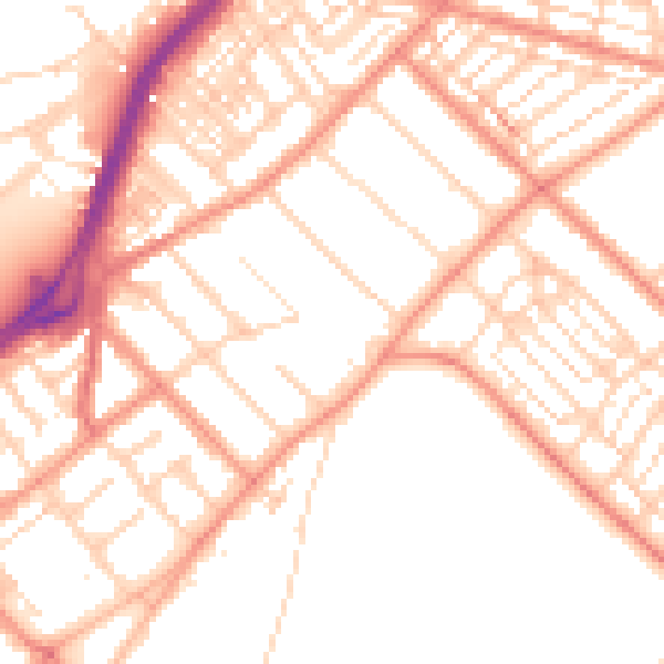 Daytime road noise heatmap for DN1 2NW