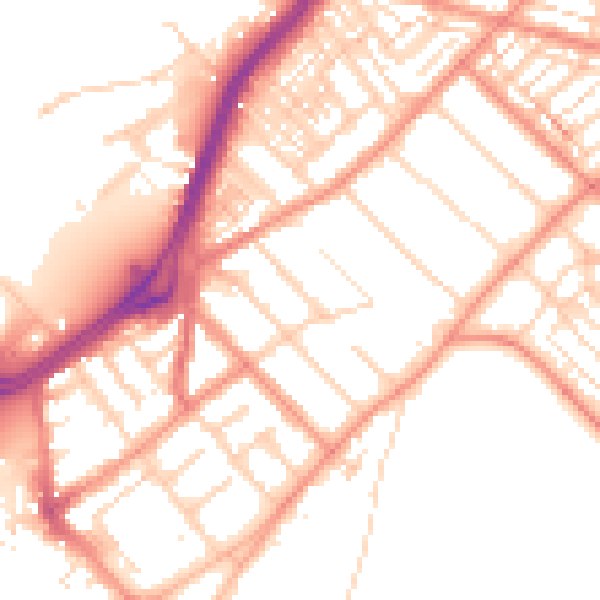 Daytime road noise heatmap for DN1 2NY