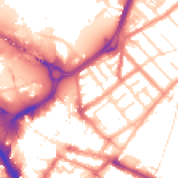 Daytime road noise heatmap for DN1 2PE