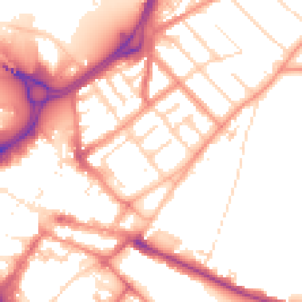 Daytime road noise heatmap for DN1 2QF