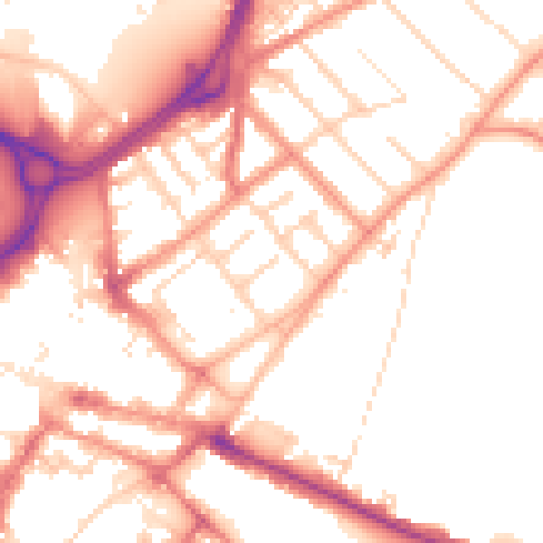 Daytime road noise heatmap for DN1 2QG