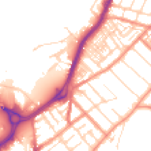 Daytime road noise heatmap for DN1 2RZ