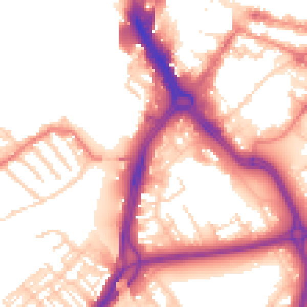 Daytime road noise heatmap for DN1 3AU