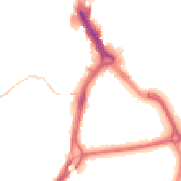 Night-time road noise heatmap for DN1 3AU