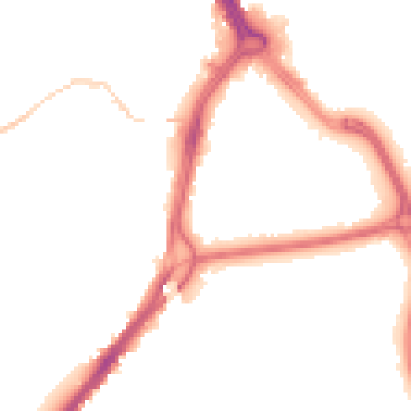 Night-time road noise heatmap for DN1 3RU