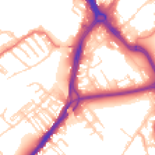 Daytime road noise heatmap for DN1 3RX