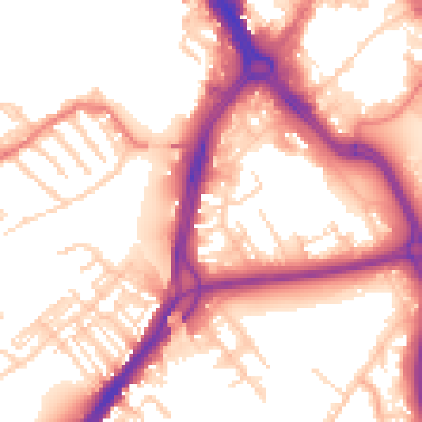 Daytime road noise heatmap for DN1 3RZ