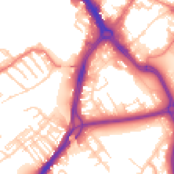 Daytime road noise heatmap for DN1 3SD