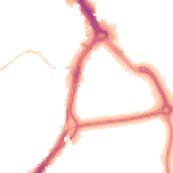 Night-time road noise heatmap for DN1 3SE