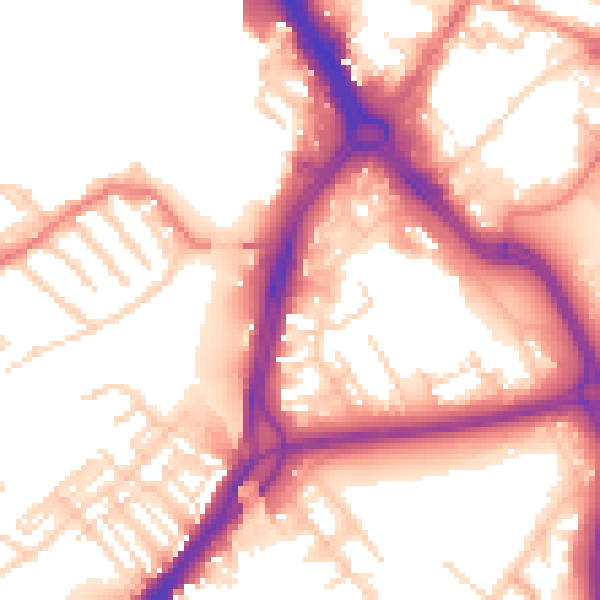 Daytime road noise heatmap for DN1 3SF