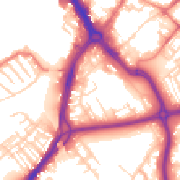 Daytime road noise heatmap for DN1 3SL