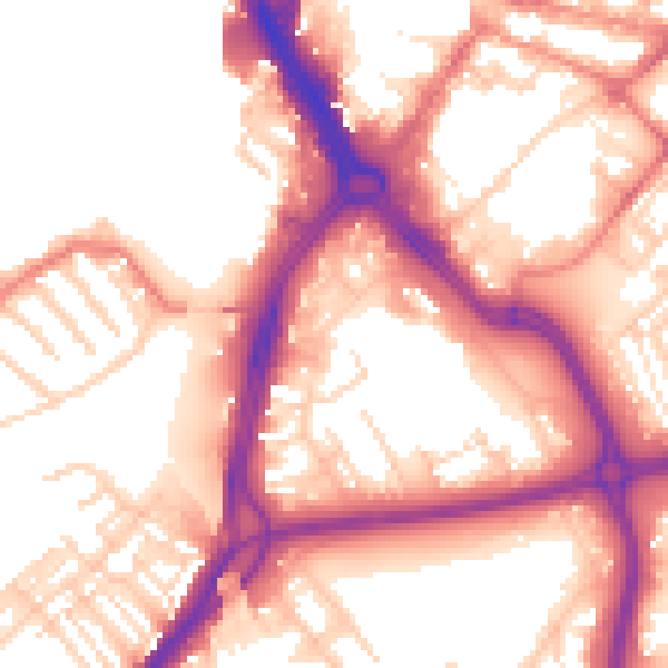 Daytime road noise heatmap for DN1 3SN