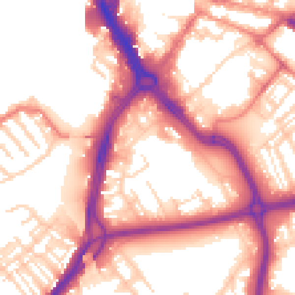 Daytime road noise heatmap for DN1 3SP