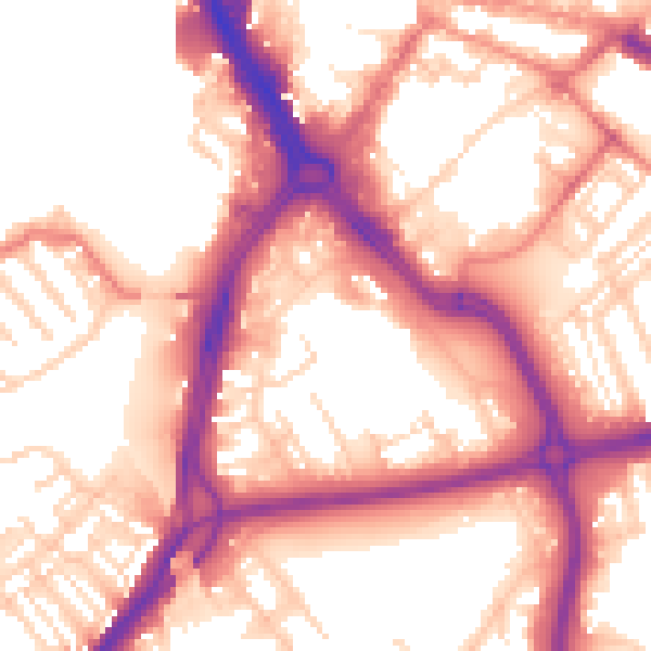 Daytime road noise heatmap for DN1 3SR