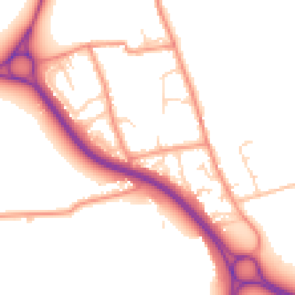 Daytime road noise heatmap for DN10 4NW