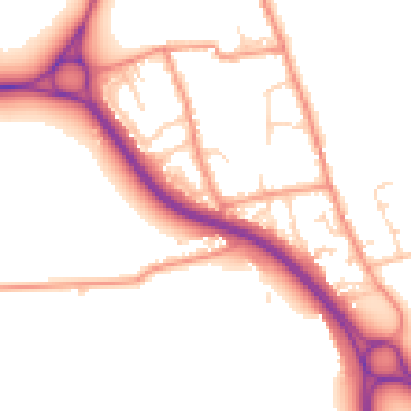 Daytime road noise heatmap for DN10 4QJ