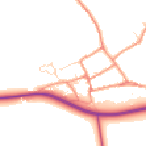 Daytime road noise heatmap for DN10 4SJ