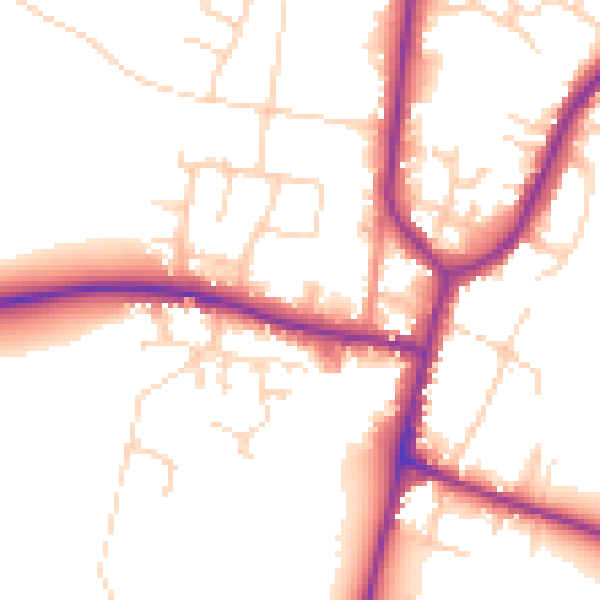 Daytime road noise heatmap for DN10 6LT