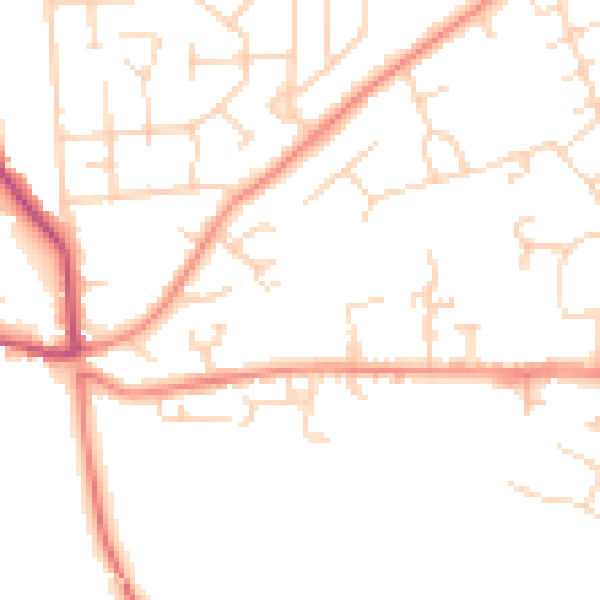 Daytime road noise heatmap for DN11 8JY