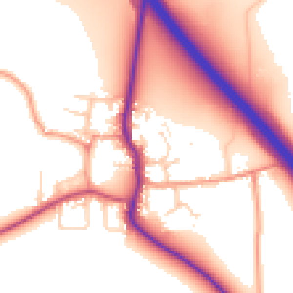 Daytime road noise heatmap for DN11 9AJ