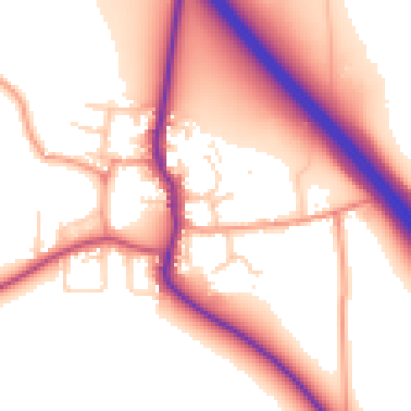 Daytime road noise heatmap for DN11 9AX