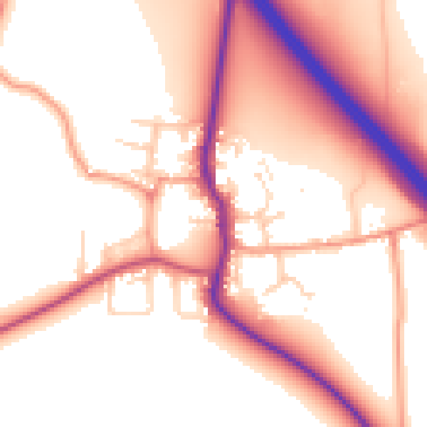 Daytime road noise heatmap for DN11 9AY