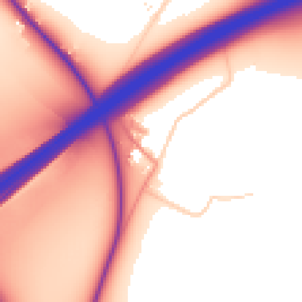 Daytime road noise heatmap for DN11 9DD