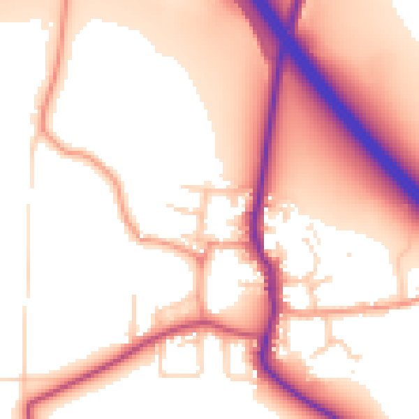 Daytime road noise heatmap for DN11 9DZ