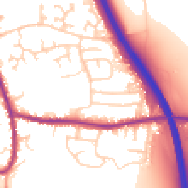 Daytime road noise heatmap for DN11 9EU