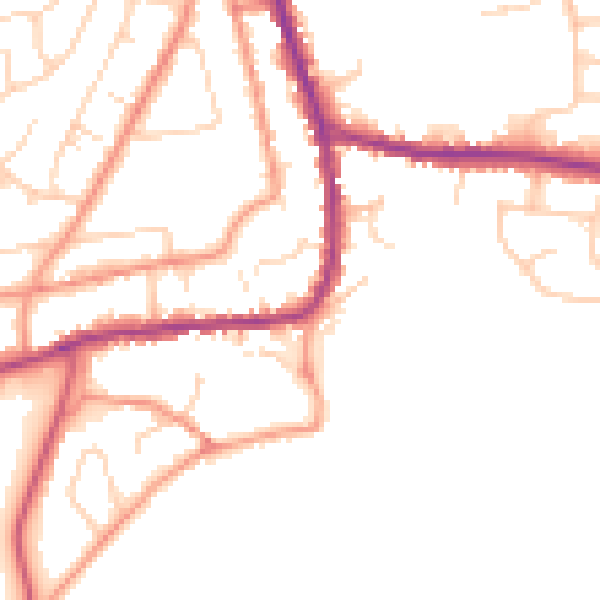 Daytime road noise heatmap for DN11 9QQ
