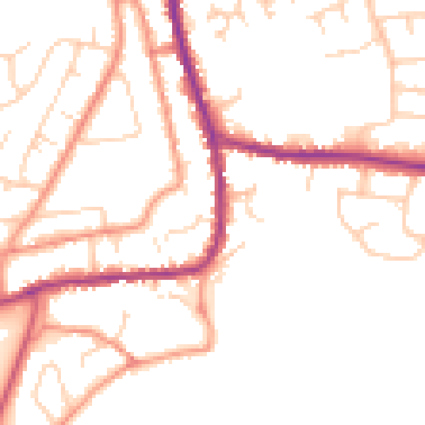 Daytime road noise heatmap for DN11 9QU