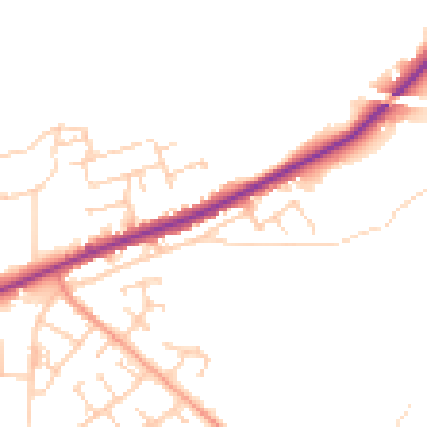 Daytime road noise heatmap for DN12 3AU