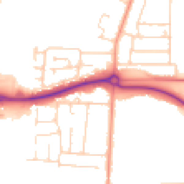Daytime road noise heatmap for DN15 7DQ
