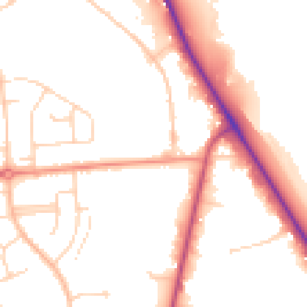 Daytime road noise heatmap for DN16 1DD