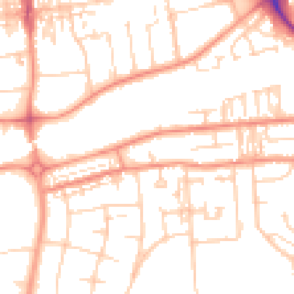 Daytime road noise heatmap for DN16 1EN