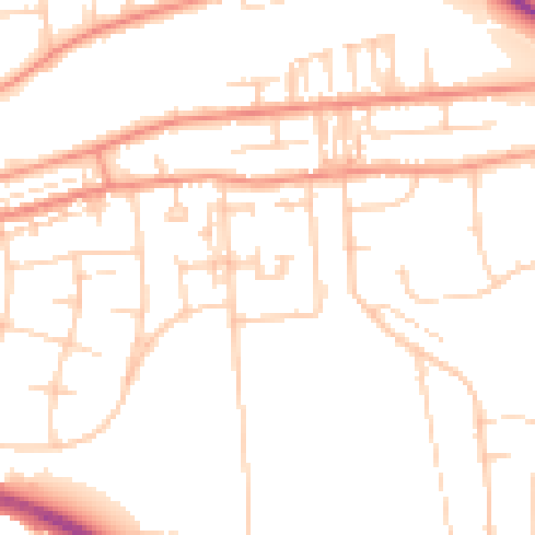Daytime road noise heatmap for DN16 1EQ