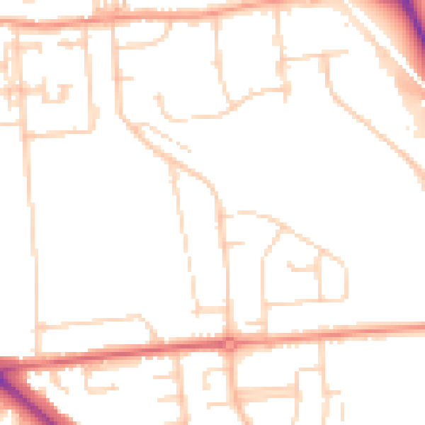 Daytime road noise heatmap for DN16 1EU