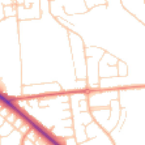 Daytime road noise heatmap for DN16 1EY