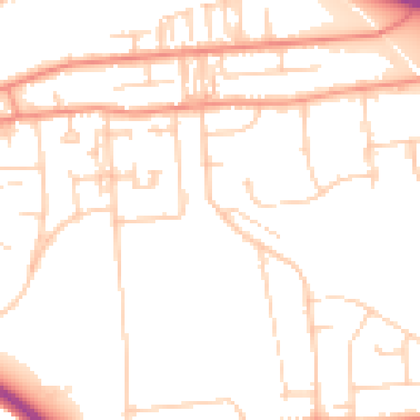 Daytime road noise heatmap for DN16 1EZ