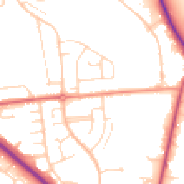 Daytime road noise heatmap for DN16 1HJ