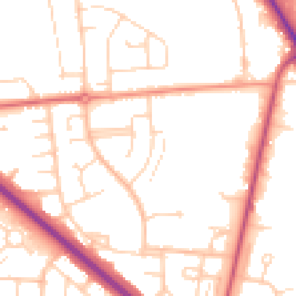 Daytime road noise heatmap for DN16 1JD