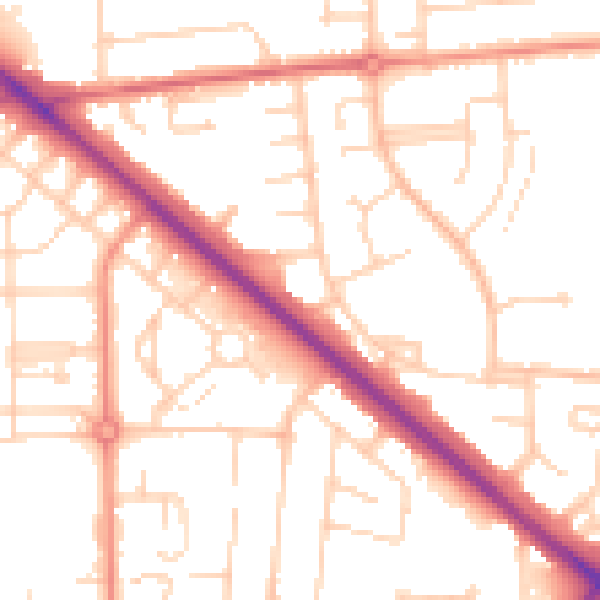 Daytime road noise heatmap for DN16 1PJ
