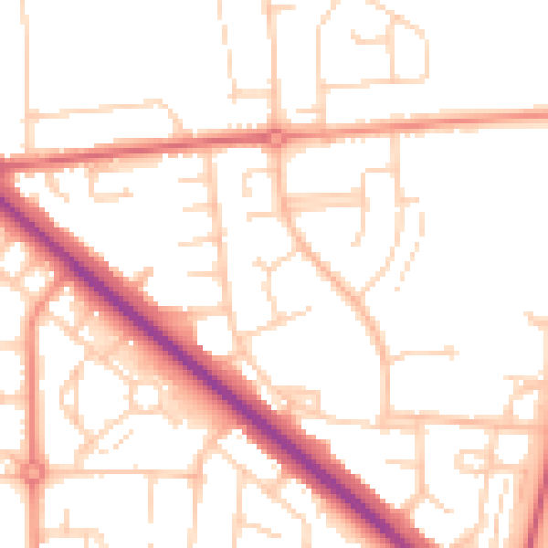 Daytime road noise heatmap for DN16 1PU
