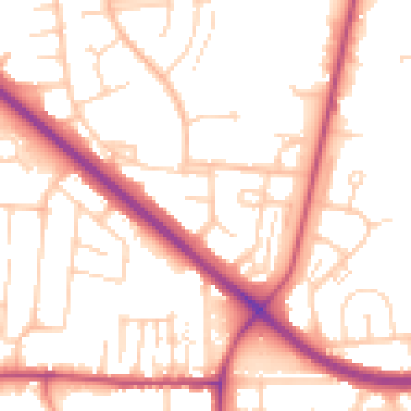 Daytime road noise heatmap for DN16 1QT
